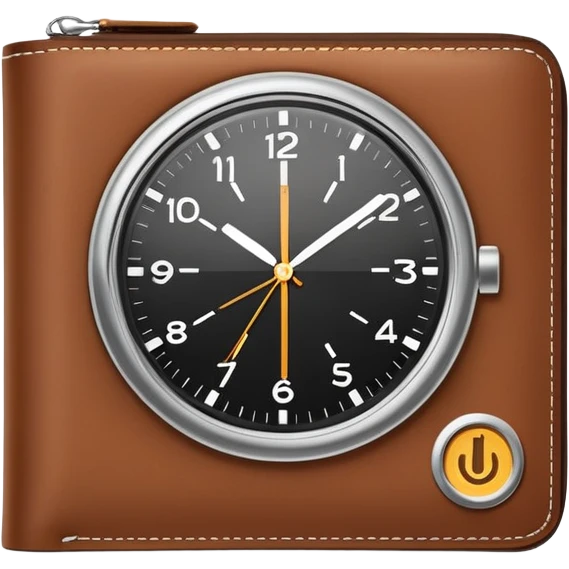 wallet with a speeding clock with motion lines in top right corner, clock hands spinning fast, speed lines around the clock to show fast service emoji