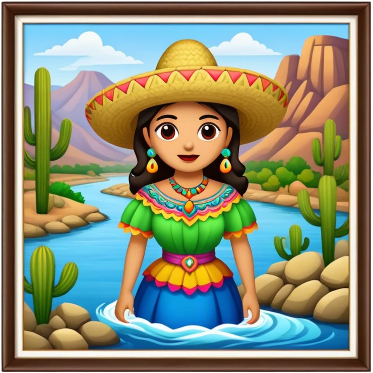trajinera mexicana en un río emoji