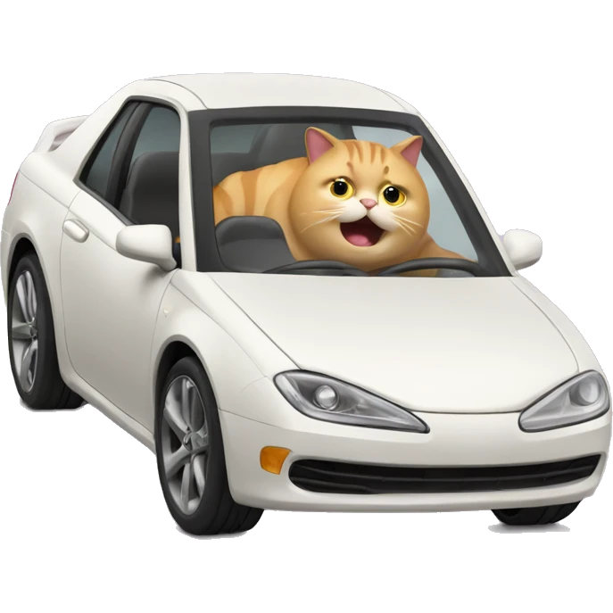 fat cat driving a fast car emoji