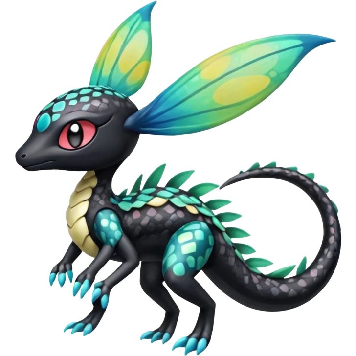 Splash-patterned Meloetta-Guilmom-Salandit-Trico-Pokémon-Fakémon-fusion-hybrid-creature emoji