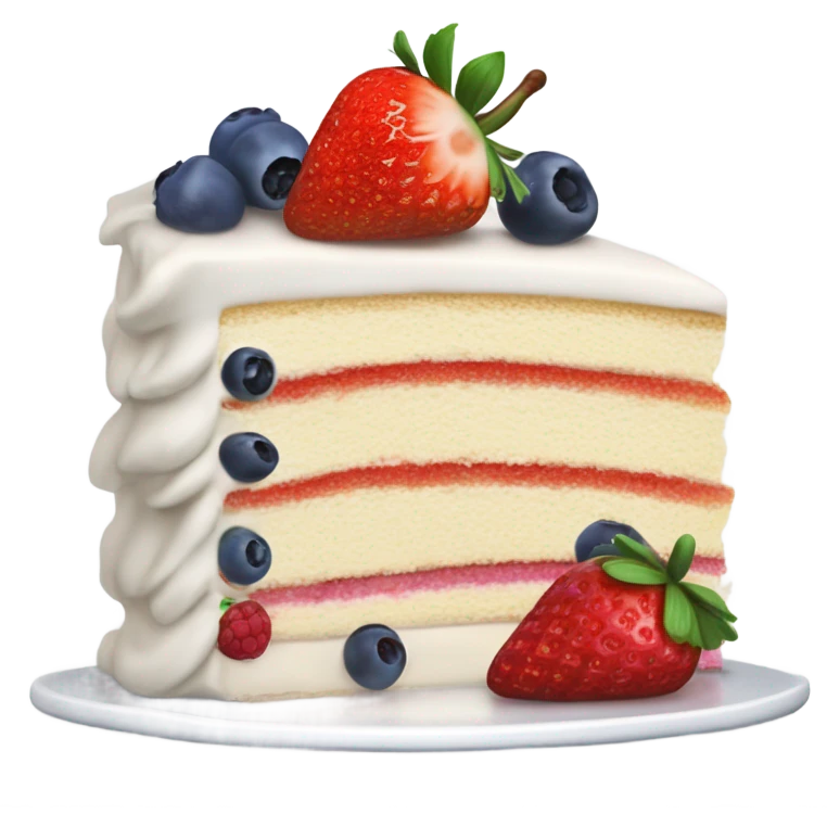 white slice cake with berries emoji