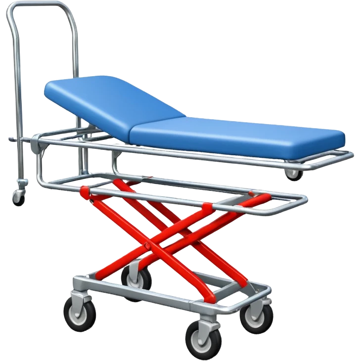 An open-back stretcher trolley being loaded into the ambulance bay.
 emoji