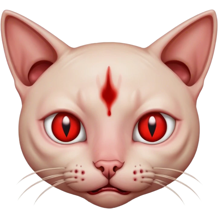 Hairless cat with crying blood eyes emoji