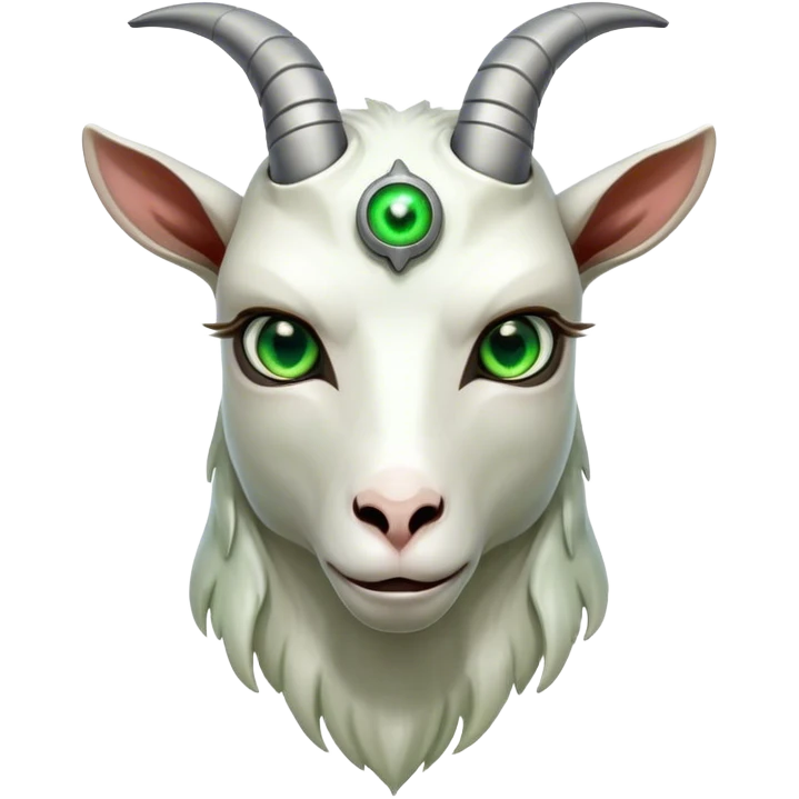 A Goat head in the terminator style green eye emoji
