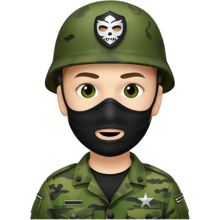 Soldier with green camo uniform and black mask emoji