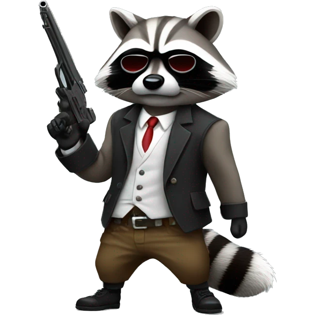 raccoon gangster whit gun emoji
