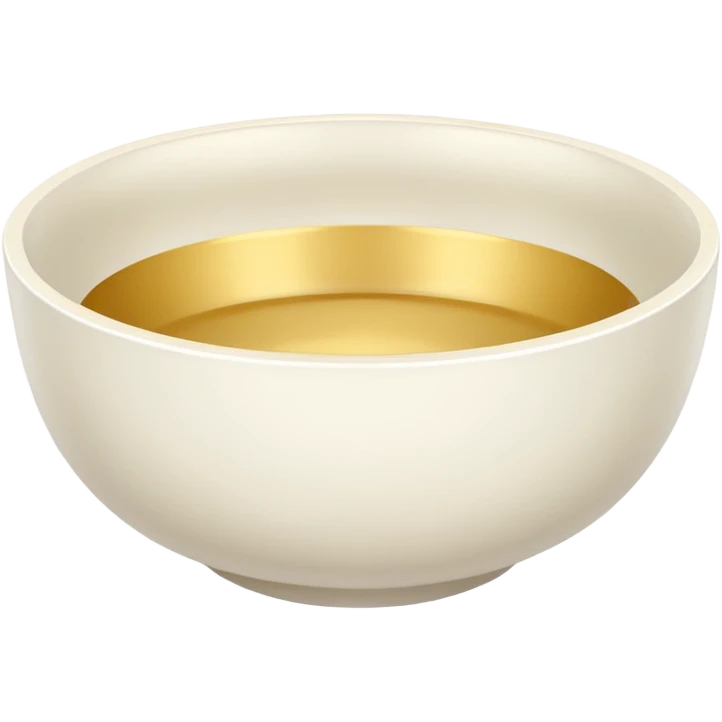white bowl with plain gold color inside, no liquid, no gloss, minimal, simple, clear emoji
