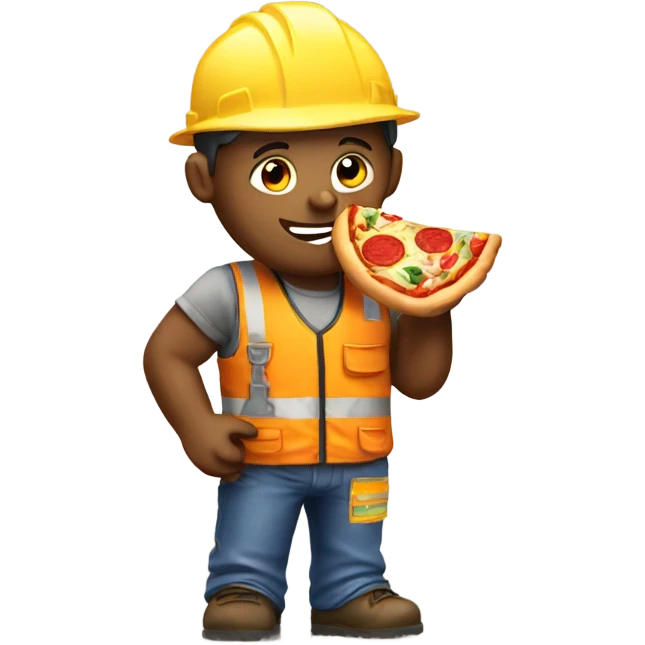 Construction worker eating pizza emoji