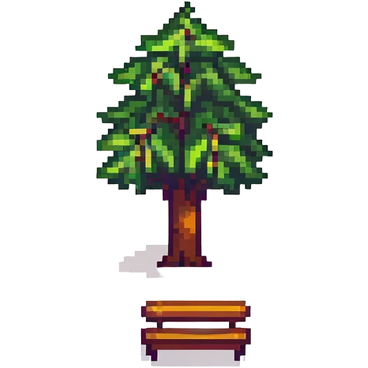 tiny simple city park icon with tree and bench, modern colors, minimal details, small size emoji