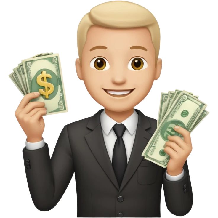 happy businessman with money emoji