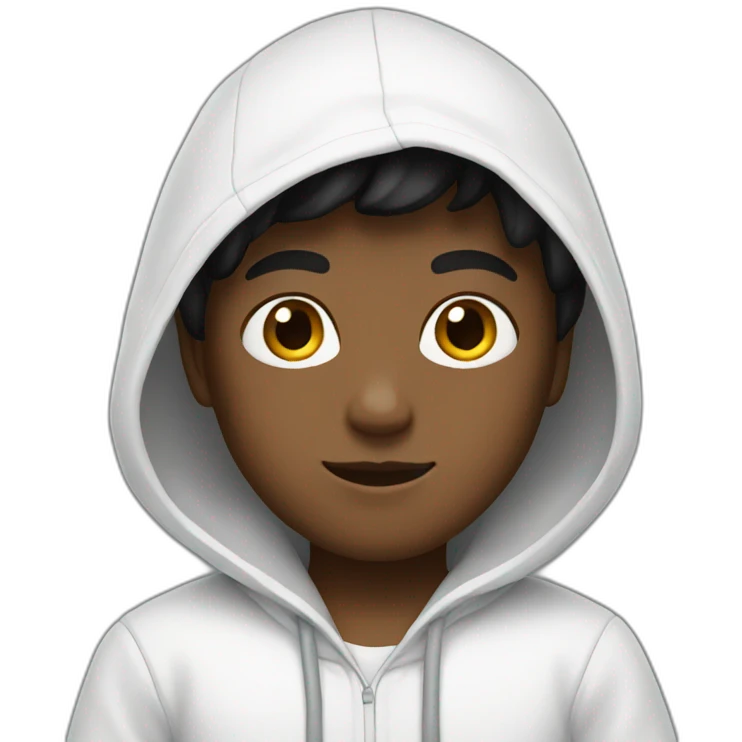 A boy with a white hoodie and with black pants emoji