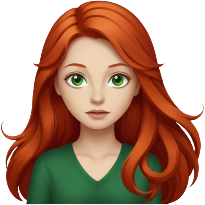 je veux un emoji femme rousse les yeux verts foncé et les cheveux plus longs  emoji