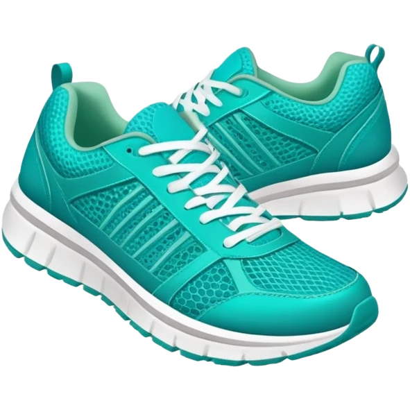 turquoise running shoes, athletic footwear, blue-green sneakers emoji