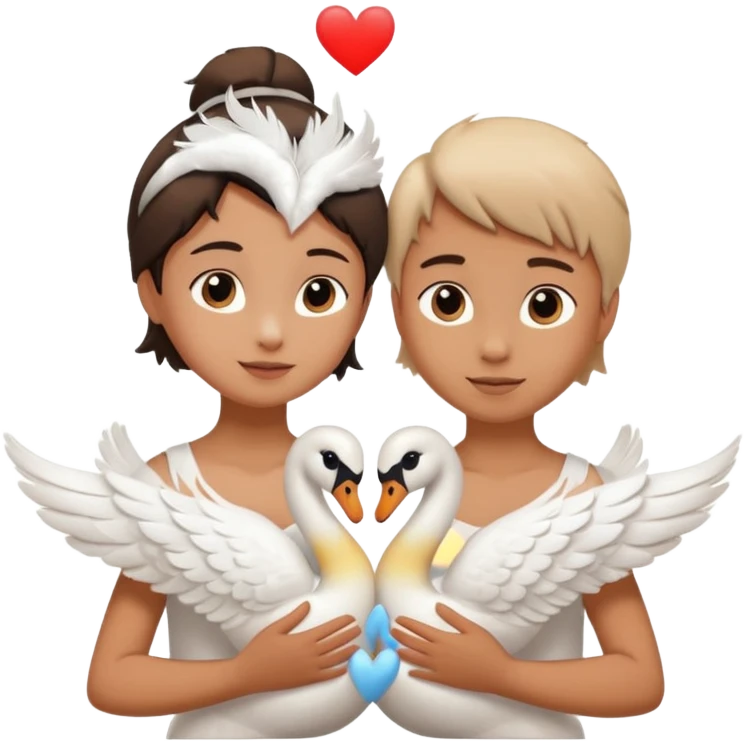 Two swan making a heart 💗 a girl and a boy emoji
