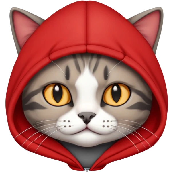 Cat with a red and black hoodie  emoji