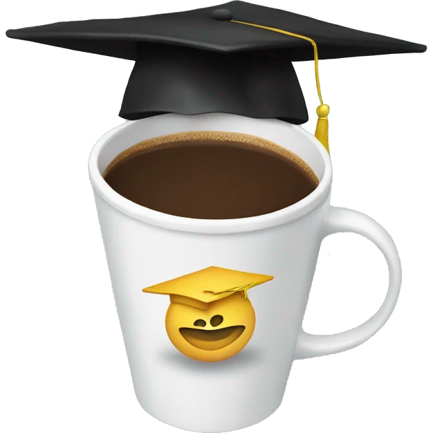 Coffee cup with graduation cap emoji