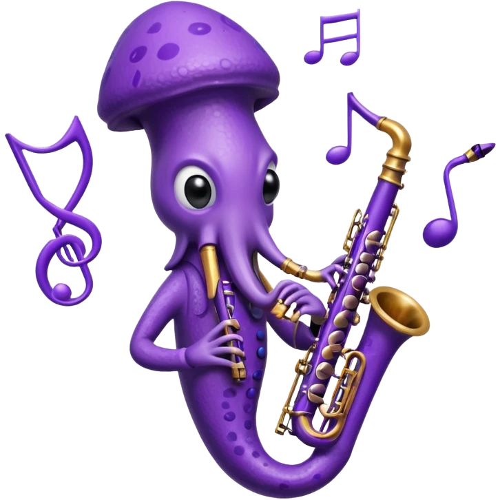 A full sized squid playing clarinet emoji