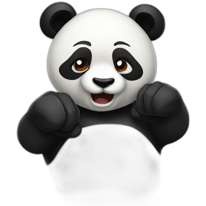 Nervous panda punches emoji