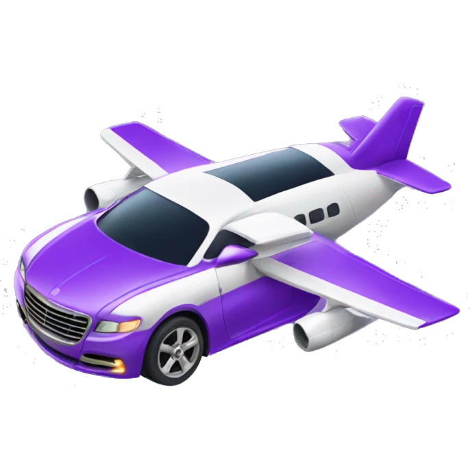 Flying luxury car purple with airplane wings emoji