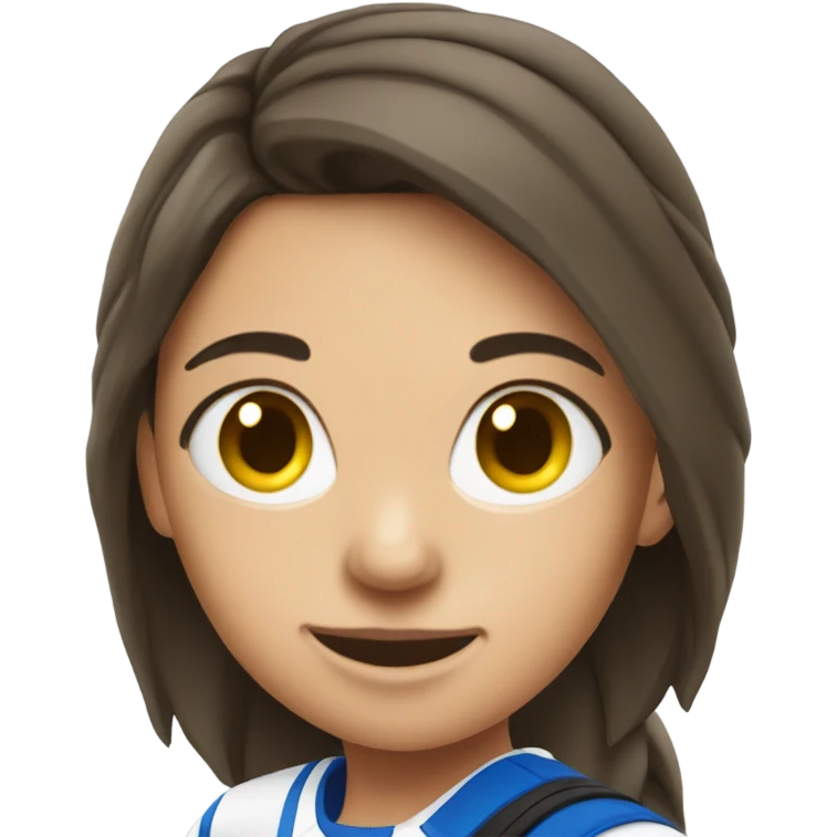 Brunette girl playing field hockey emoji