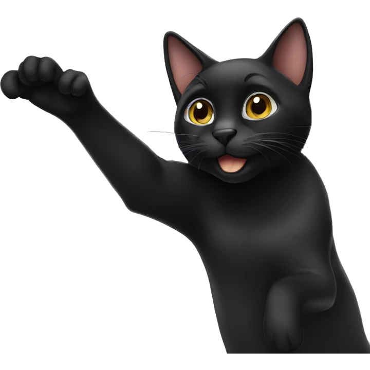 Black cat waving emoji