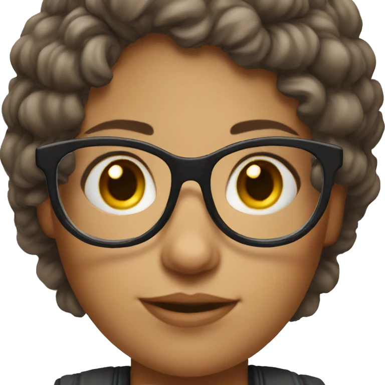 short-haired, girl with squircle glasses and beautiful face emoji