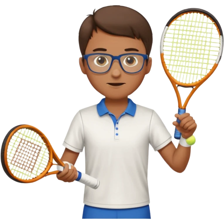 homme l'air cool taille moyenne corpulence maigre cheveux chatain court yeux bleus lunettes photo de pieds en pantalon qui fait du tennis pe emoji