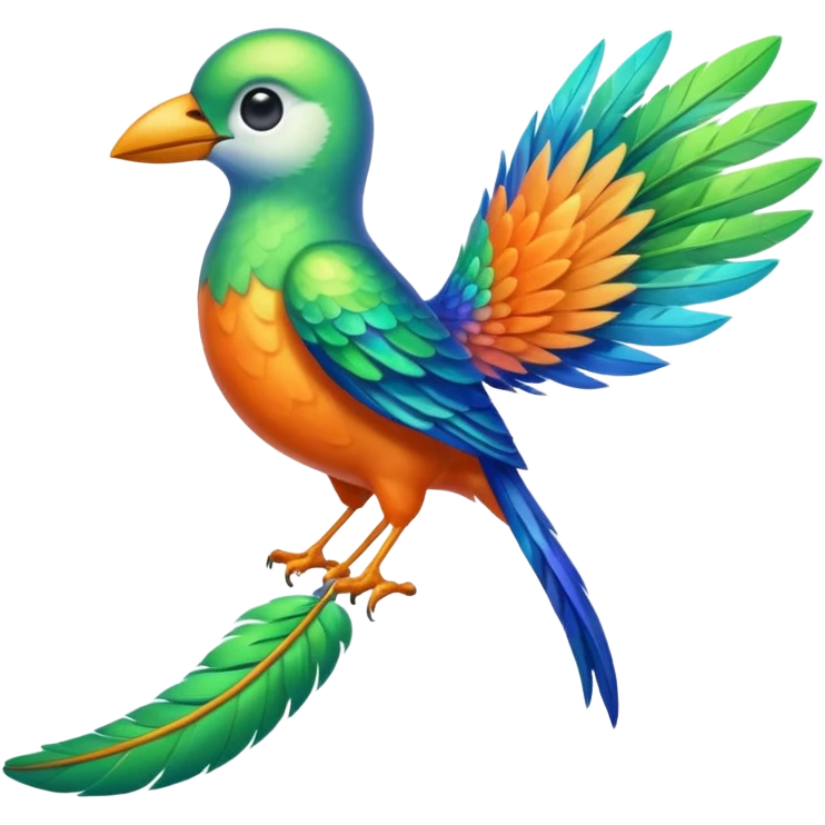 pajaro con las plumas de cola en forma de raqueta color verde azul naranja emoji