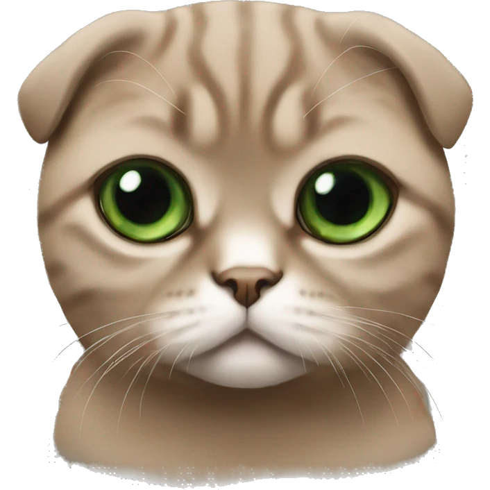 Realistic brown Scottish fold with green eyes emoji