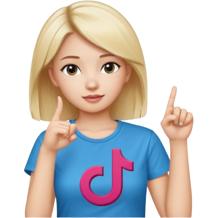 Girl with tiktok logo point up with one finger  emoji