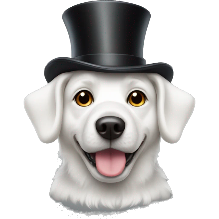 White dog with top hat emoji