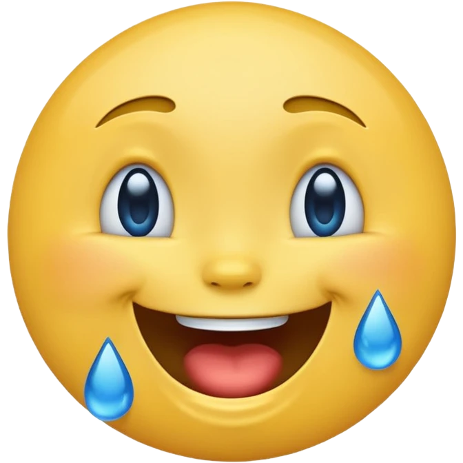 Emoji, yellow round laughing face, blue tears of joy emoji