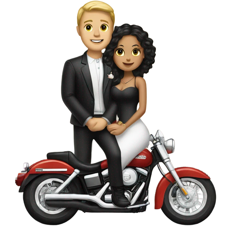 White boy marrying a Latina girl sitting on a Harley  emoji