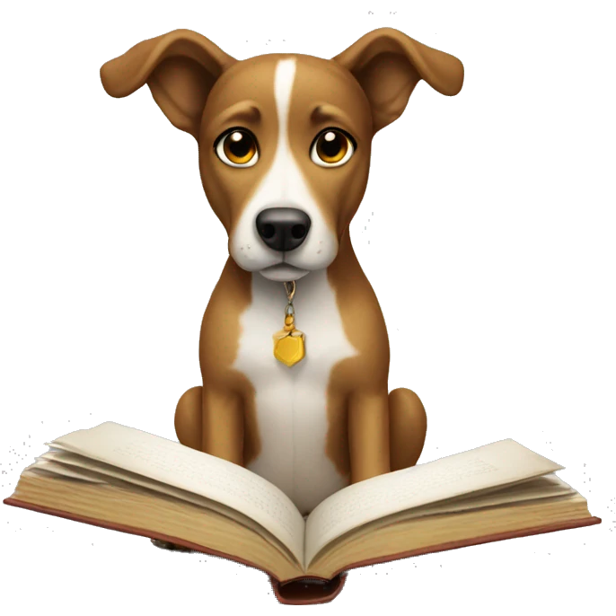 Book reading dog emoji