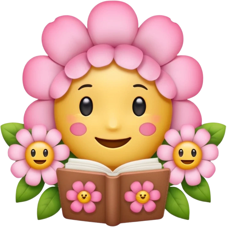 pink Goodnotes emoji with flowers emoji