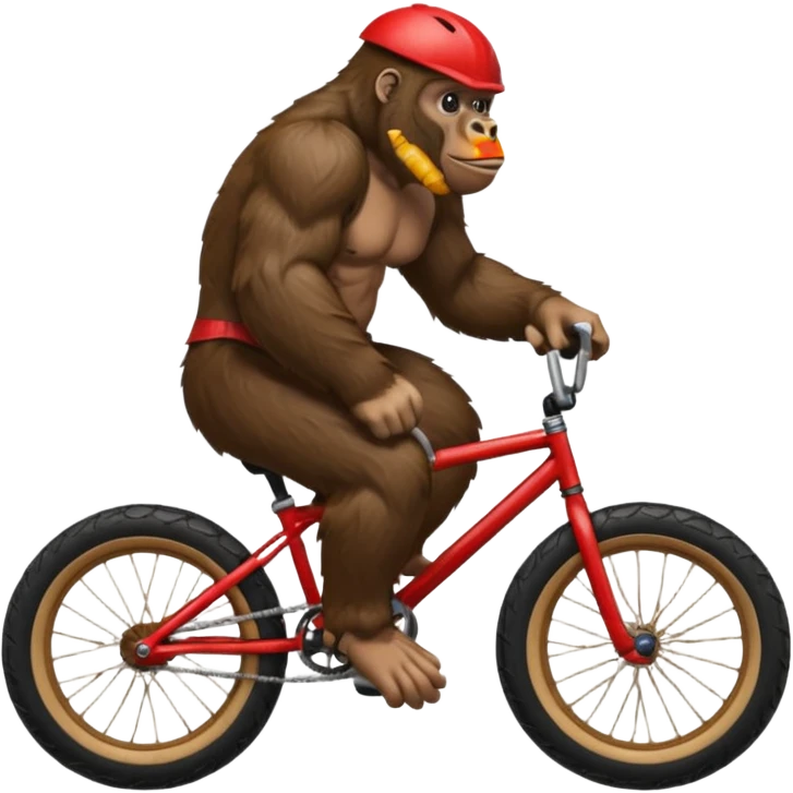 Gorilla wheeling a red BMX bike emoji