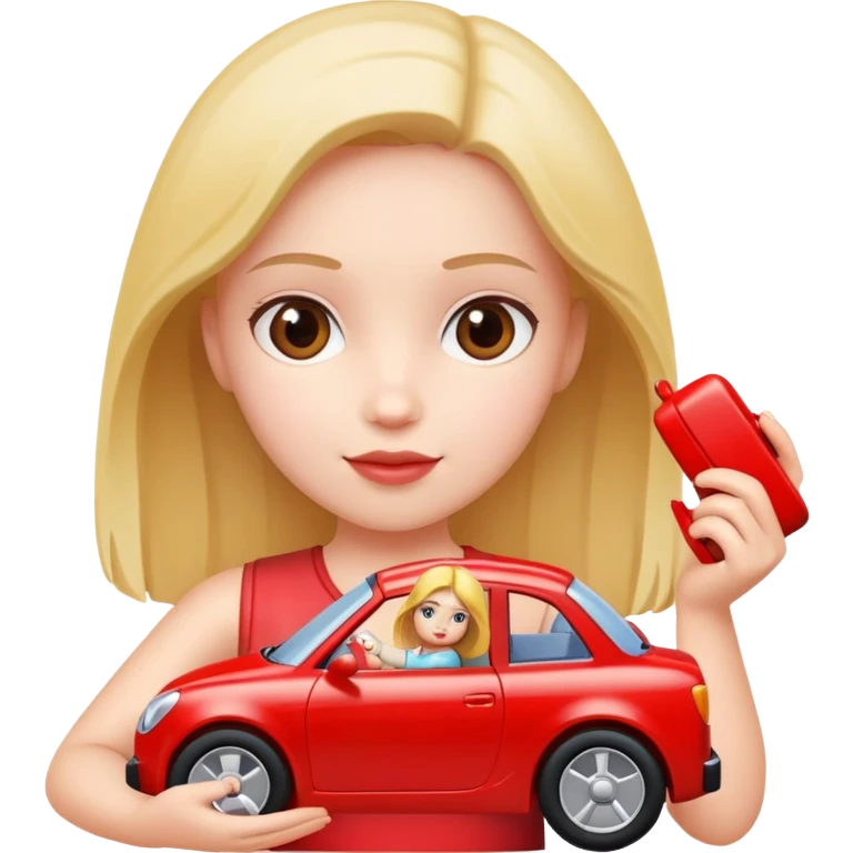 Girl holding a car emoji