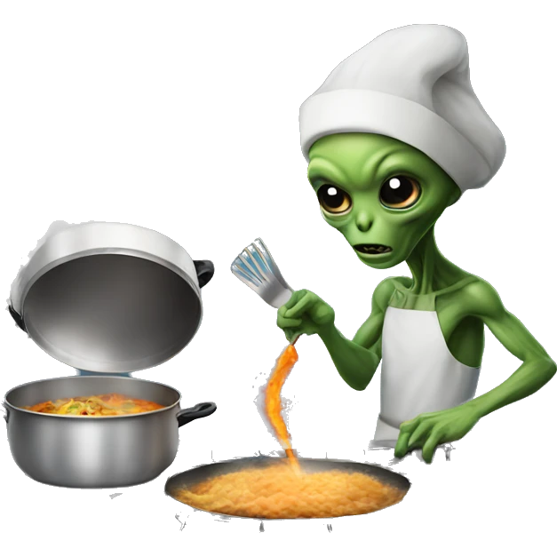alien cooking an eg emoji