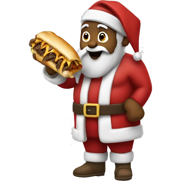 santa eating a cheesesteak emoji
