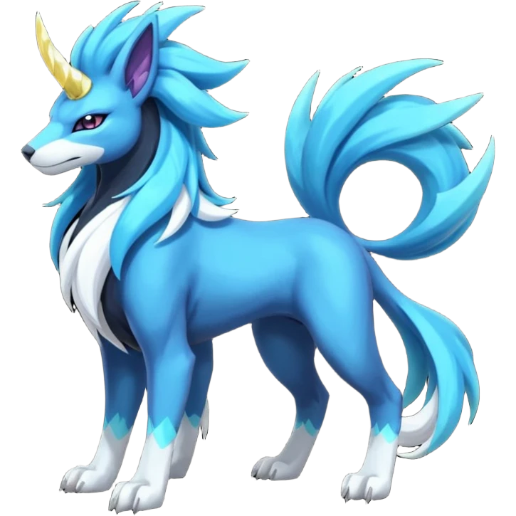 Shiny Dark Edgy Suicune-Cobalion-Manectric-Aurorus-Fakémon-hybrid-creature (full body)  emoji