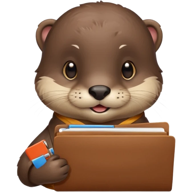 Cute otter no clothes holding one file emoji