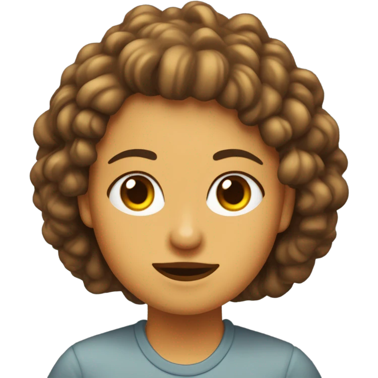 Chica de pelo rizado rubio con ojos marrones abrazando a su gata gris emoji