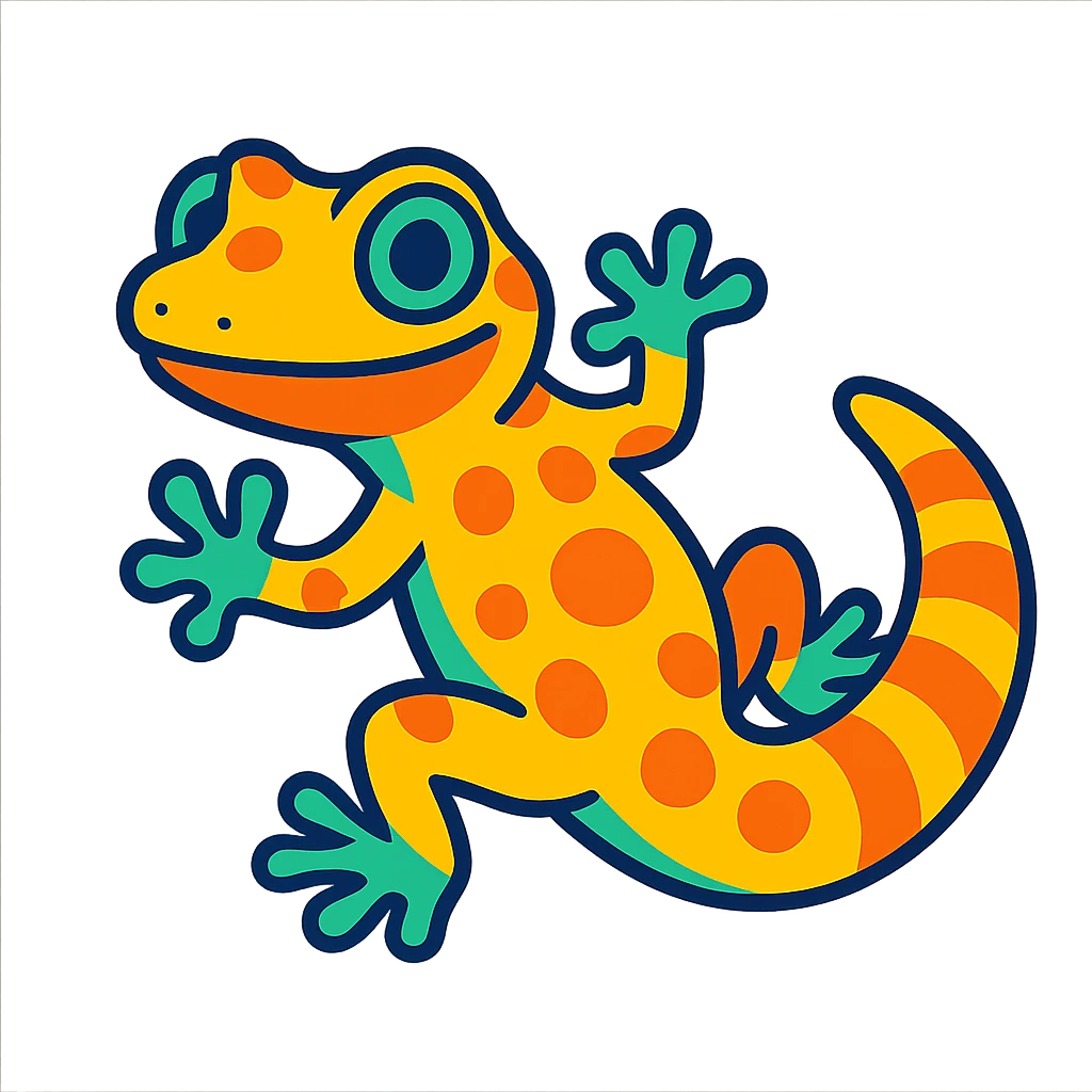 a gecko in vibrant cartoon style emoji