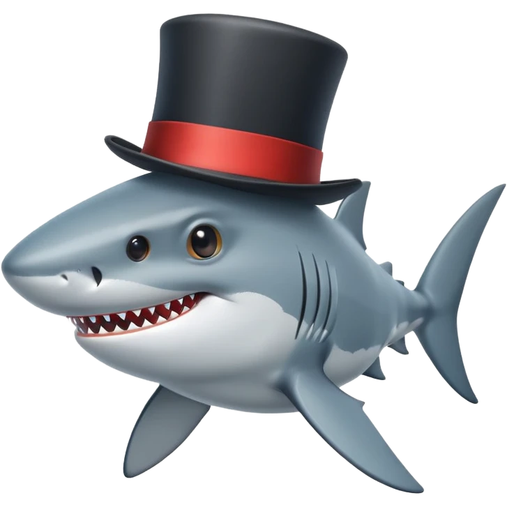 Shark with a top hat emoji
