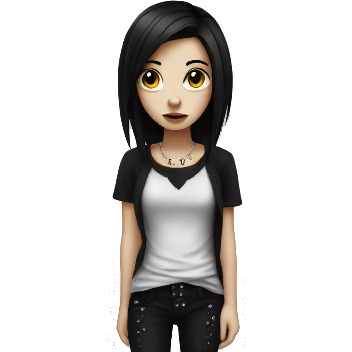 emo girl with black hair and piercings emoji