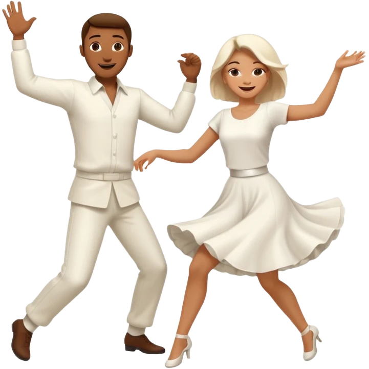 Man and woman dancing white emoji