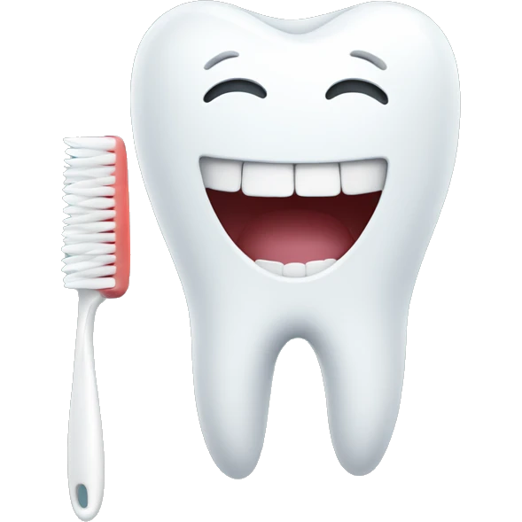 one white cheerful tooth holding a toothbrush in his hands emoji