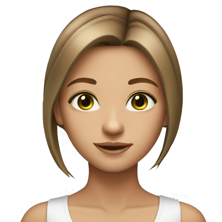 beautiful girl green eyes straight light brown hair emoji