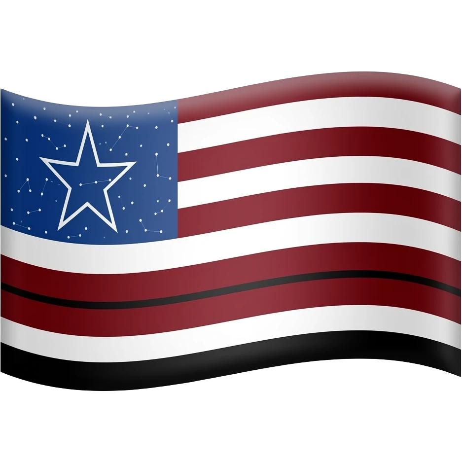 possui nove listras horizontais intercaladas nas cores vermelho, branco e preto, representando a mistura das etnias indígena, branca e negra. No canto superior esquerdo, há um cantão azul com uma estrela branca representando a Beta da constelação de Escorpião. emoji