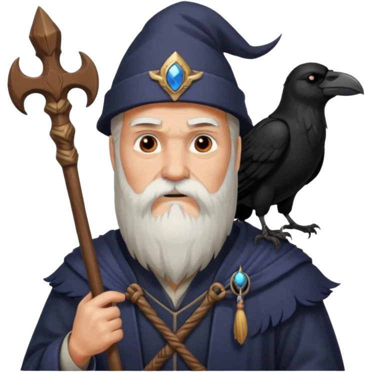 Odin – Long beard, staff, raven









 emoji